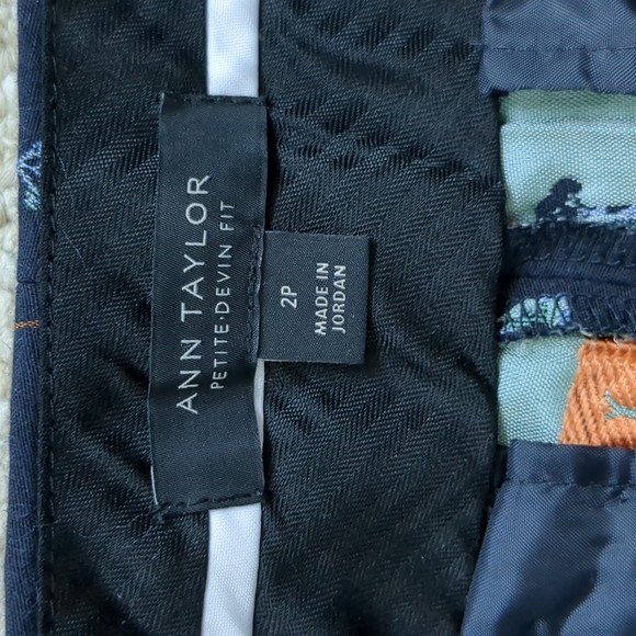 Ann Taylor Devin cut navy embroidered ankle pants, size 2P - Picture 3 of 5